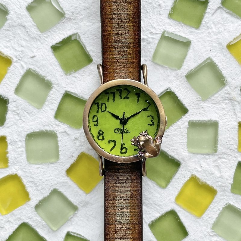 池をのぞく蛙腕時計S抹茶 - 女表 - 其他金属 绿色