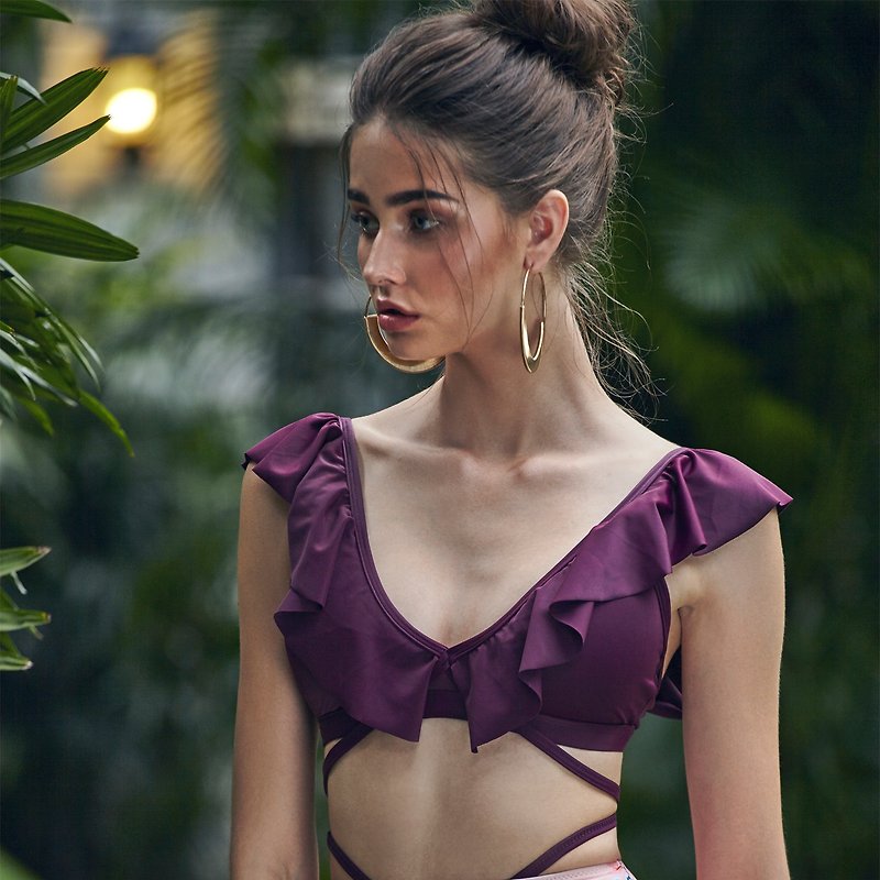 Patel - Two Piece Swimwear Color: Floribun/Wine (CREX95) - 女装泳衣/比基尼 - 其他材质 紫色