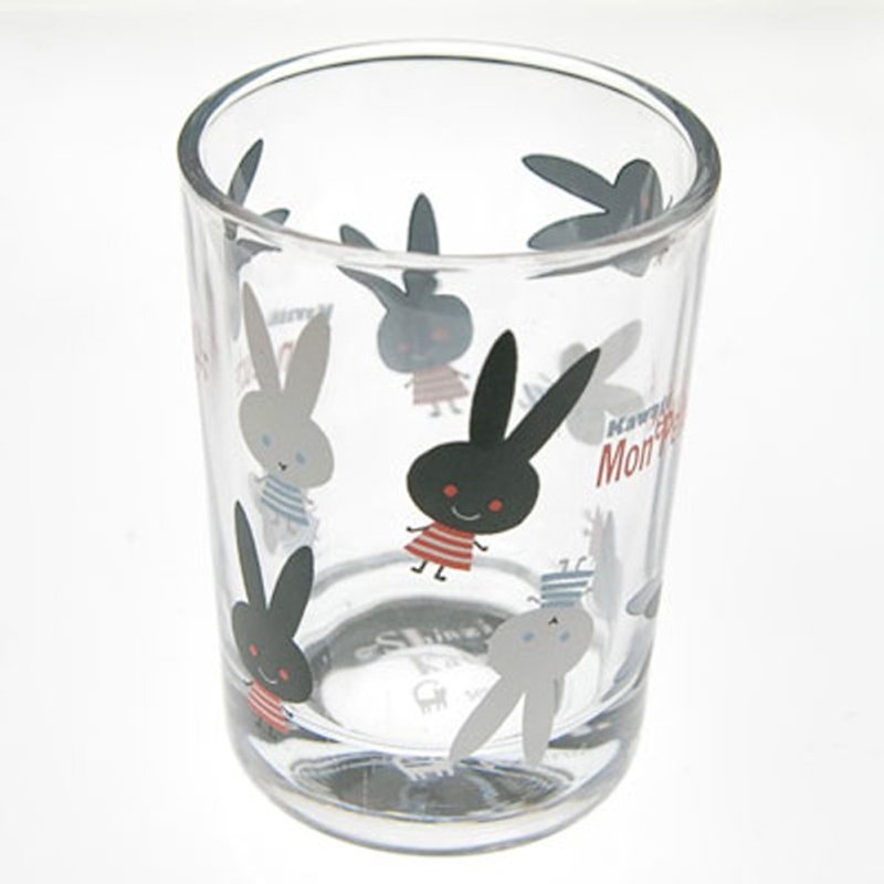 【加藤真治】MON PELUCHE系列可爱黑白兔 玻璃水杯 - 茶具/茶杯 - 玻璃 透明