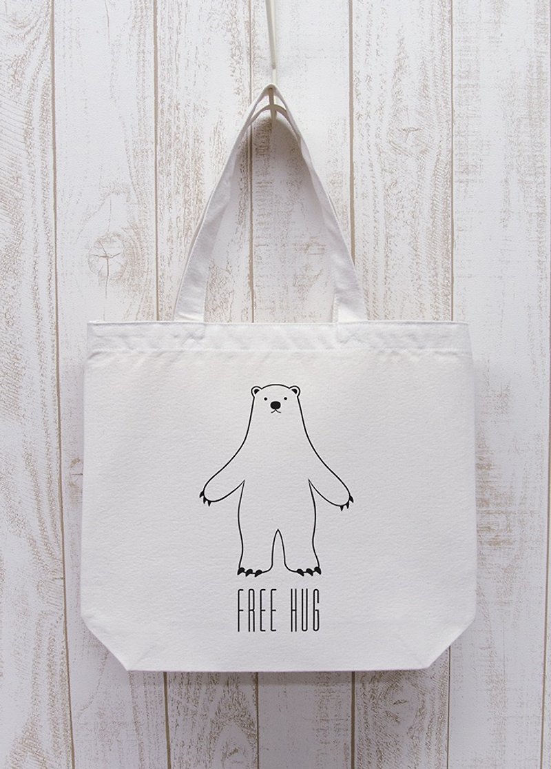 FREE HUG Polar Bear Tote Natural / R013-BT-NA