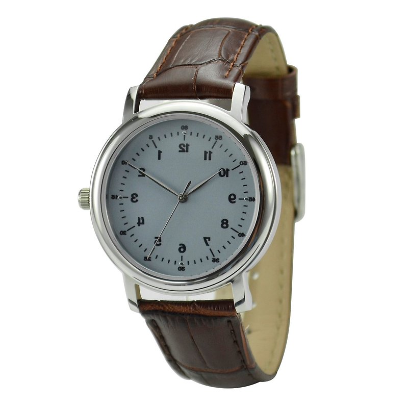 逆时针手表 优雅小数字 灰面 - 中性 - 全球包邮 - 男表/中性表 - 不锈钢 银色