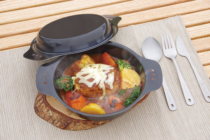 日本belmont - 黑皮铁煎锅 6.5 寸 x 钛餐具3件组 - 餐刀/叉/匙组合 - 其他金属 