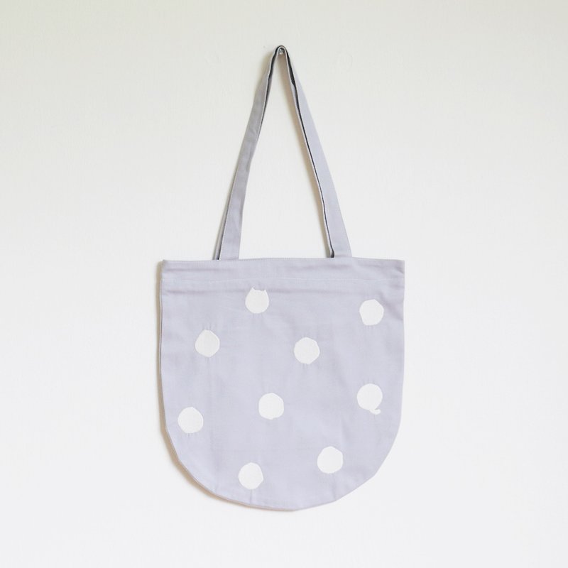 polka dot cat tote bag : lilac - 侧背包/斜挎包 - 棉．麻 紫色
