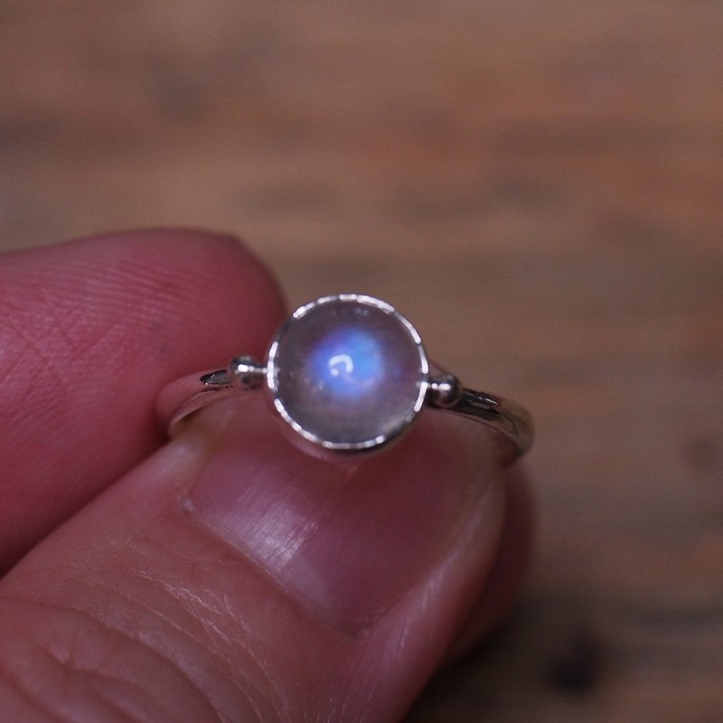 天然月光石 戒指 固定戒围 国际围9号 Moonstone ring - 戒指 - 半宝石 蓝色