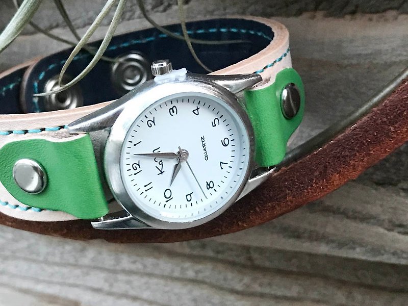 STITCH　木漏れ日から感じる新緑　ステッチラン腕時計　男女兼用　SRW-WNG-TS - 女表 - 真皮 卡其色