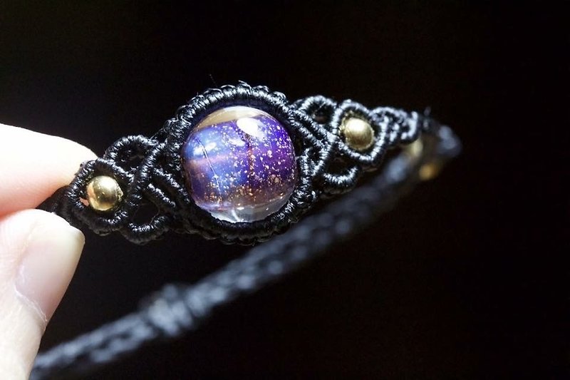 星夜 Macrame 手织手带  - 手链/手环 - 玻璃 紫色