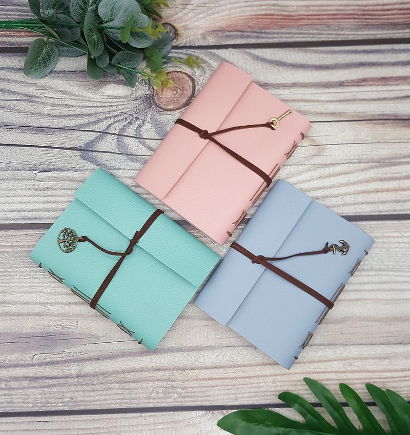 Pastel Journal with Velvet Cord and Craft Charm - 笔记本/手帐 - 人造皮革 