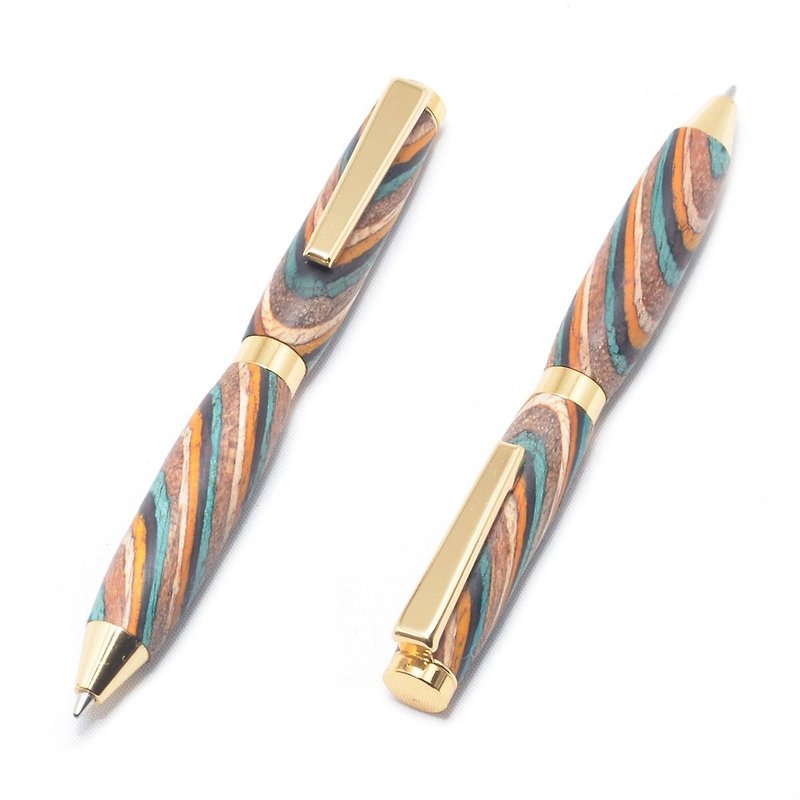 手作りの木製の回転式ミニボールペン（染めたハードウッドの種類；24金のメッキ）(CC-24G-CGSW) - 其他书写用品 - 木头 多色