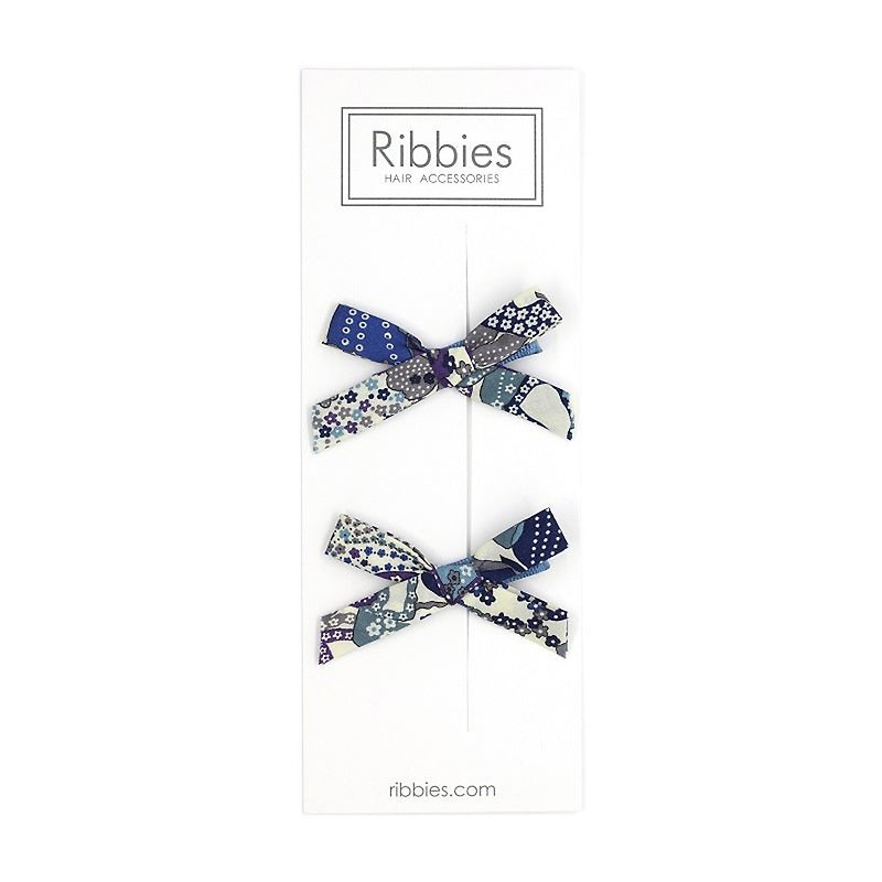 英国Ribbies 花布蝴蝶结2入组-深紫蓝 - 发饰 - 聚酯纤维 