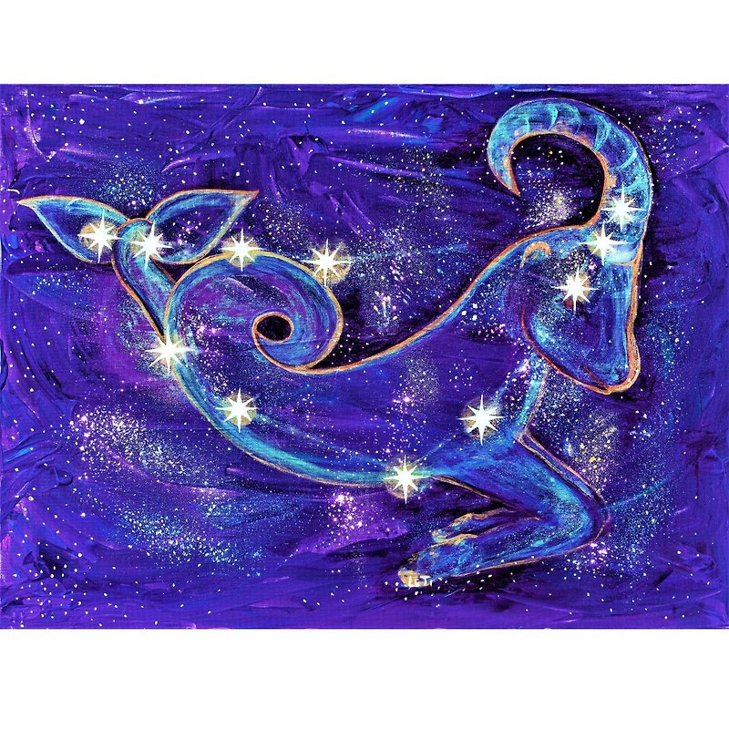Constellation Capricorn zodiac painting on canvas 60 by 80 Original Art by LeTi - 海报/装饰画/版画 - 其他材质 蓝色