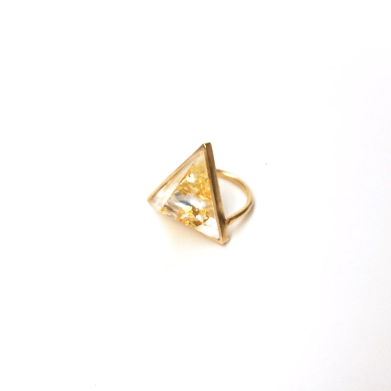 三角リング 金箔 - 戒指 - 树脂 金色