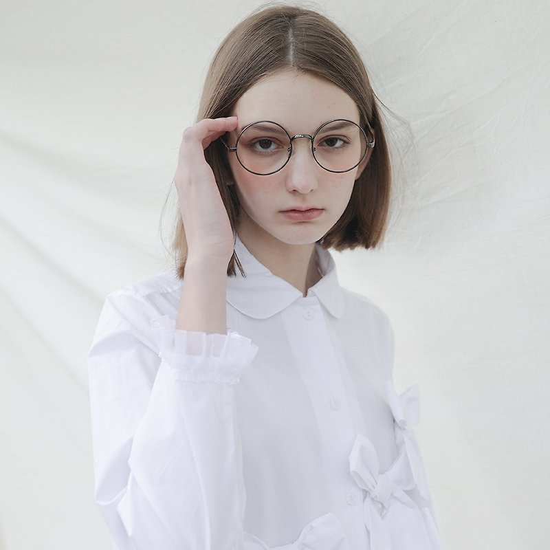 纯白蝴蝶结衬衫 - imakokoni - 女装衬衫 - 棉．麻 白色