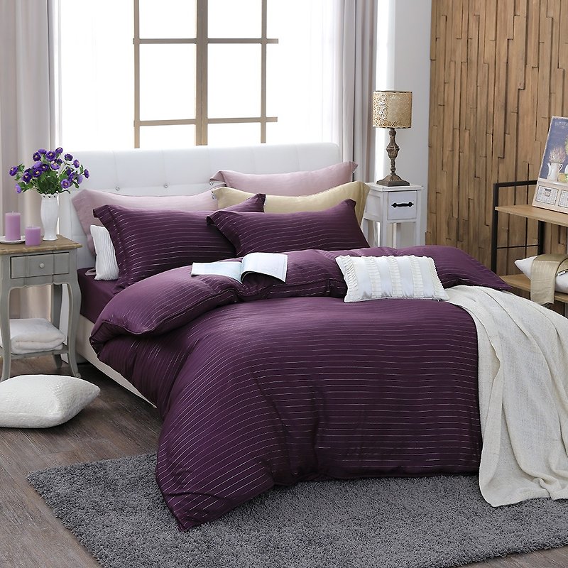 (双人)自然纯色诱惑紫-银纤维60支天丝两用被床包四件组 - 寝具 - 其他材质 紫色