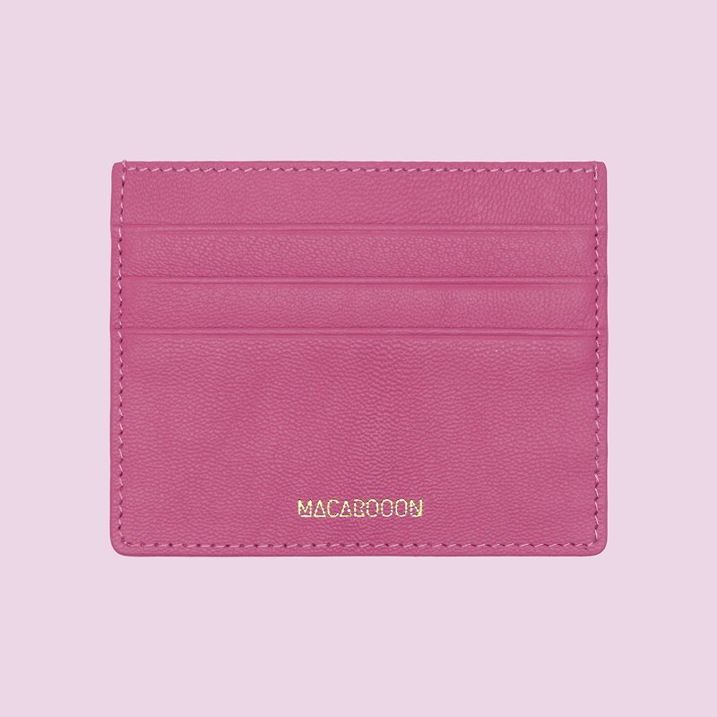 定制化礼物意大利真皮革粉红桃红色卡片套 钱包 小钱包 卡包 卡夹 - 皮夹/钱包 - 真皮 粉红色
