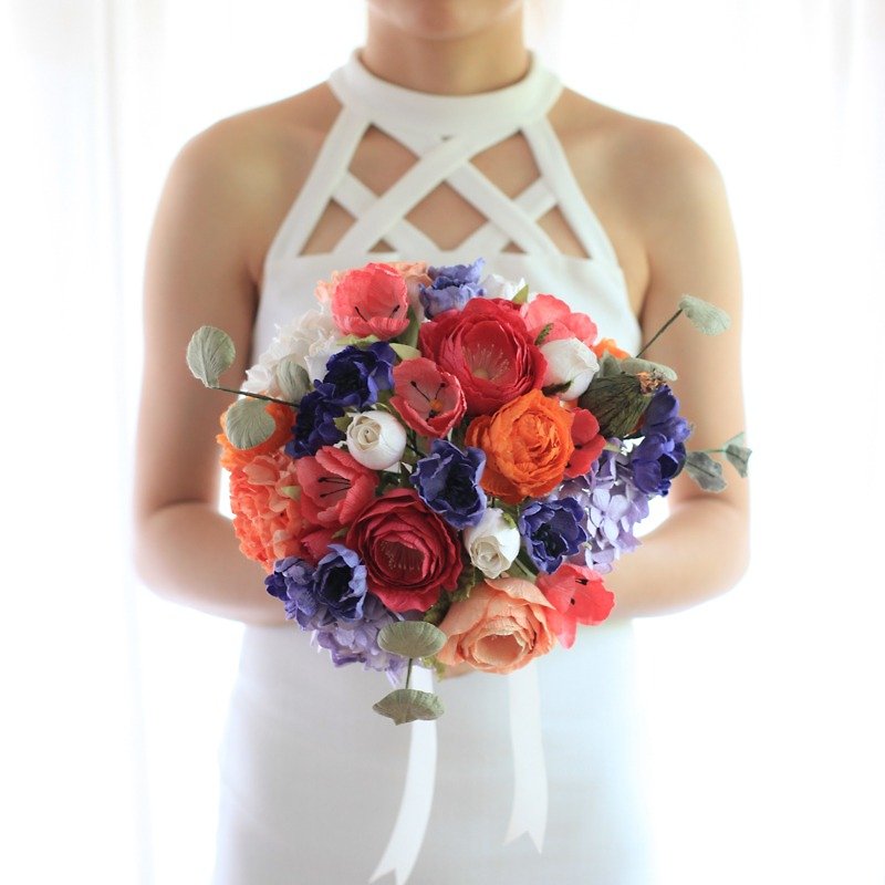 MB302 : Bridal Wedding Bouquet, Barcelona Palette - 木工/竹艺/纸艺 - 纸 蓝色