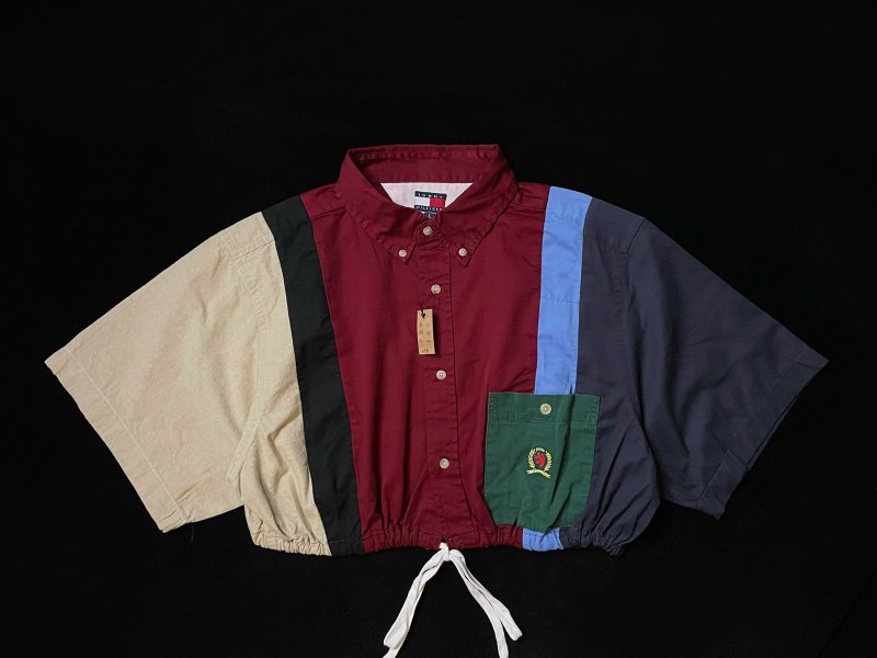 REGETHER 古着改制TOMMY HILFIGER 拼接缩腰衬衫-04 - 女装衬衫 - 棉．麻 多色