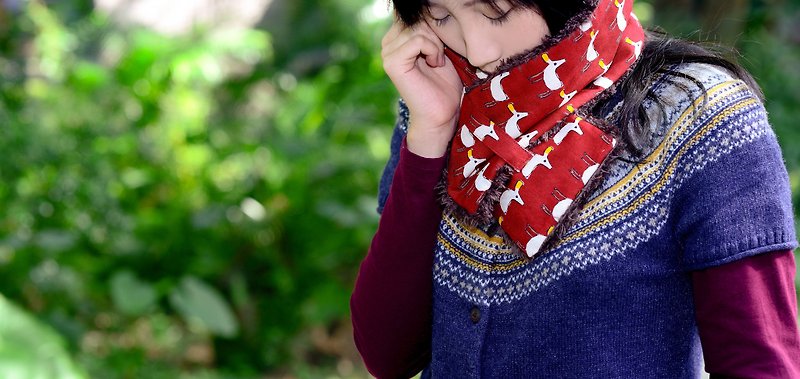 【二不像】毛料短围巾/围脖 - 围巾/披肩 - 聚酯纤维 红色