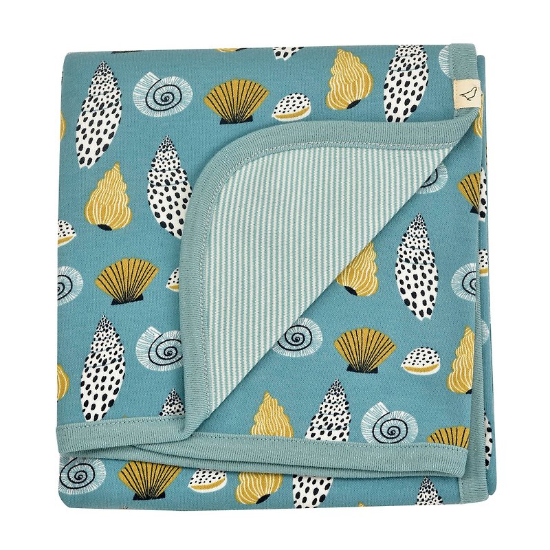 100%有机棉 海洋贝殻包巾 (金沙、青绿两色可选) - 满月礼盒 - 棉．麻 多色