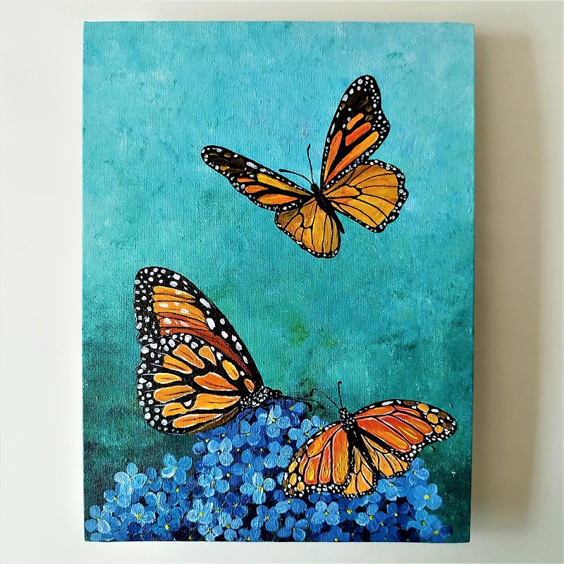 Unique Acrylic Painting of Monarch Butterflies - Unforgettable Insect Artwork - 墙贴/壁贴 - 压克力 多色