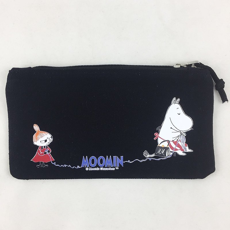 Moomin噜噜米授权-笔袋(黑) - 铅笔盒/笔袋 - 棉．麻 黑色