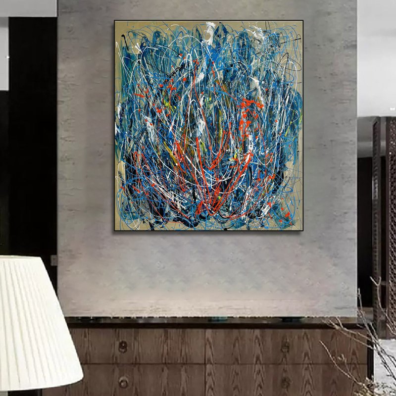 原始曲线油画壁挂彩色艺术品抽象装饰 - 墙贴/壁贴 - 压克力 多色