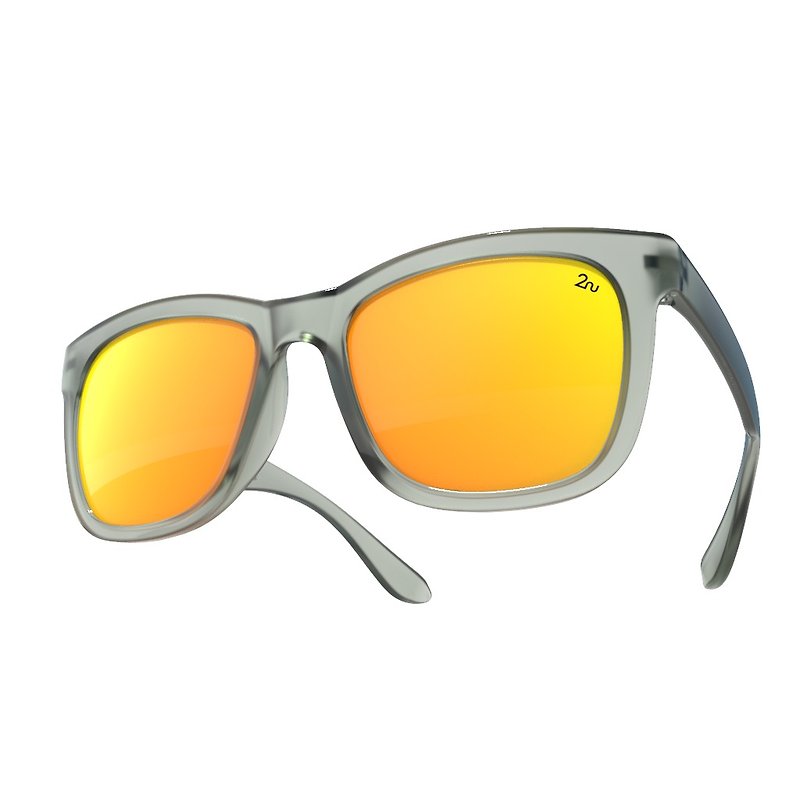 2NU - Fancy2 太阳眼镜 - Matte Grey - Fire Revo Lens - 眼镜/眼镜框 - 橡胶 橘色