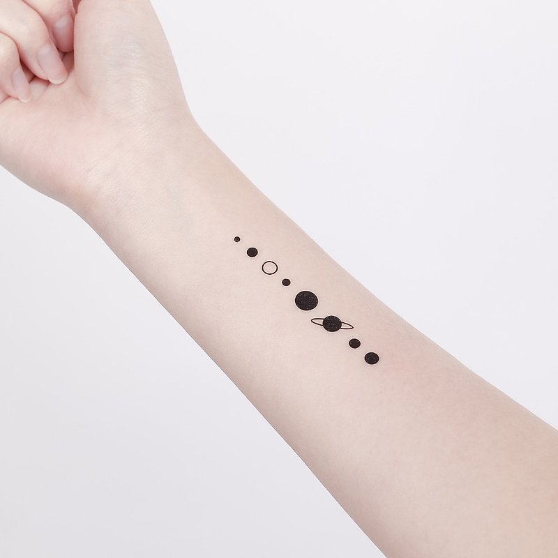 刺青纹身贴纸 / 太阳系 星球  2入 - 纹身贴 - 纸 黑色
