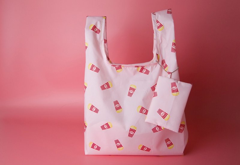 欢乐爆米花  防水环保购物袋/侧背包/饮料袋/野餐袋 - 手提包/手提袋 - 防水材质 粉红色