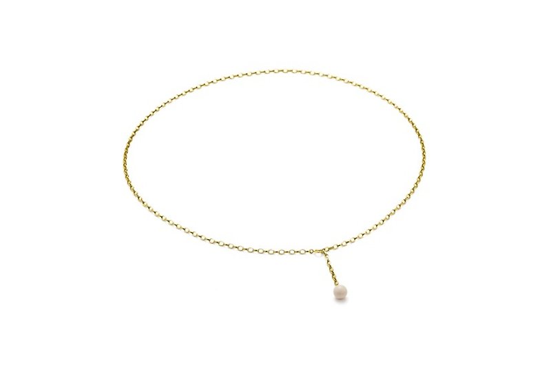 <洛克恩雅-北欧系列> 24K珍珠/陶瓷项链 锁骨链 Y字链 - 项链 - 其他金属 黄色