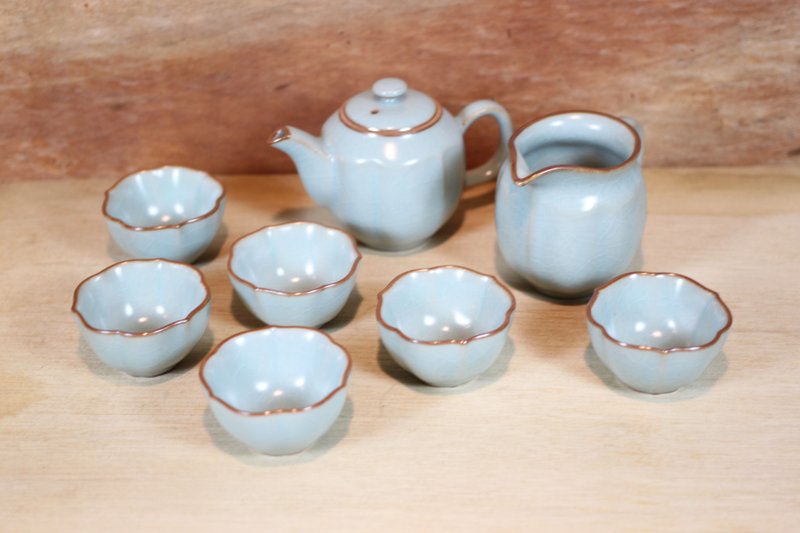 【母亲节礼物】祥亿窑 汝窑 幸运茶具组 莺歌名家叶敏祥制 - 茶具/茶杯 - 瓷 