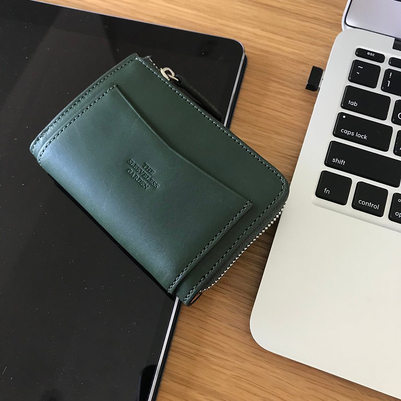 Coin zip leather purse /Green - 皮夹/钱包 - 真皮 绿色