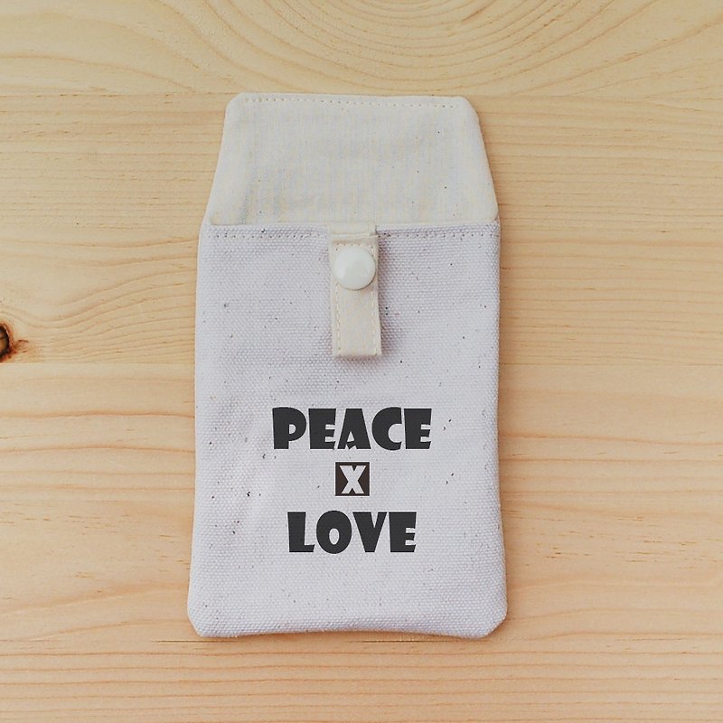 正面能量口袋型笔袋_peace and love - 铅笔盒/笔袋 - 棉．麻 白色