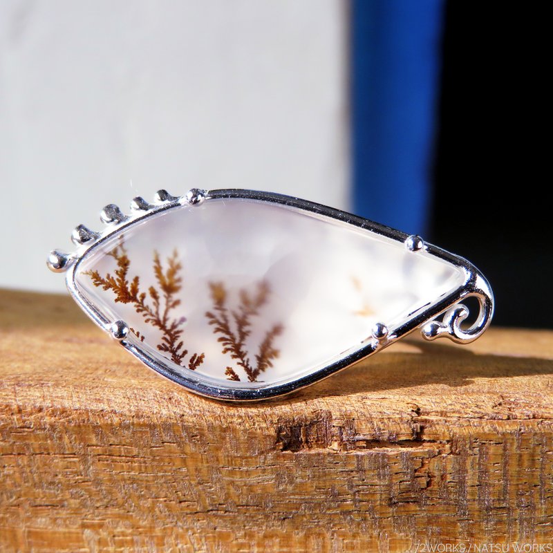 デンドリティック アゲートリング / Dendritic Agate Ring l2 - 戒指 - 宝石 白色