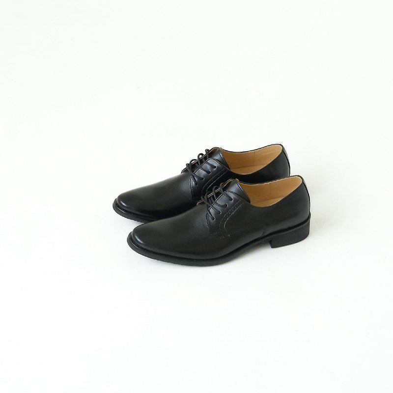 极简素面绅士皮鞋(T01黑) - 男款皮鞋 - 真皮 黑色