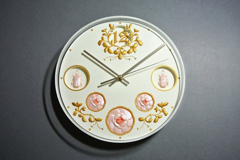 纸雕挂钟-花与甲虫 - 时钟/闹钟 - 纸 透明