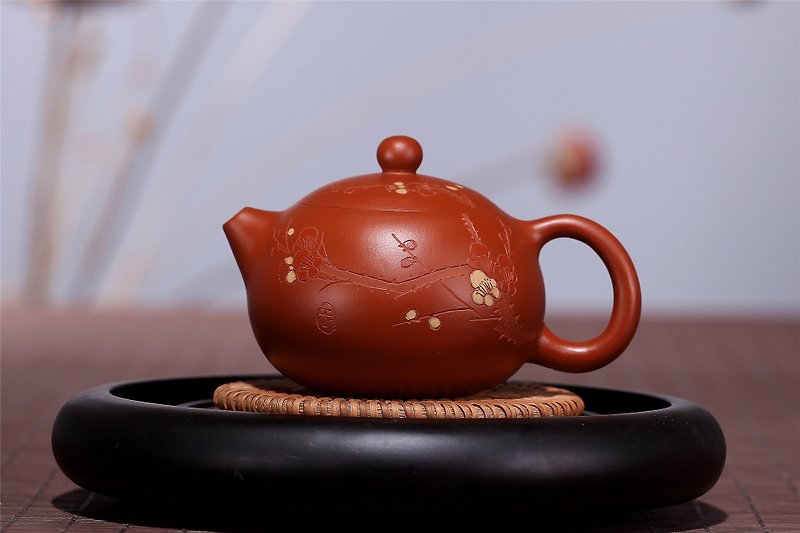 宜兴紫砂壶茶壶茶具茶文化手工朱泥160cc泡茶壶适合三到四人喝茶 - 茶具/茶杯 - 陶 红色