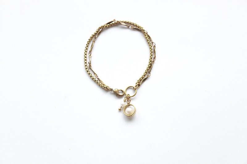黄铜手链 | 天然淡水珍珠 - 手链/手环 - 铜/黄铜 
