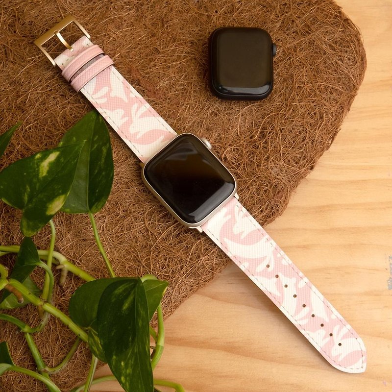 JESSENIA ORIGINAL 粉红色可爱兔仔苹果智能腕表表带 - 表带 - 真皮 