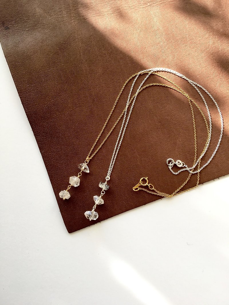 Harkimer diamond Quartz Necklace 14kgf SV925 - 项链 - 宝石 透明