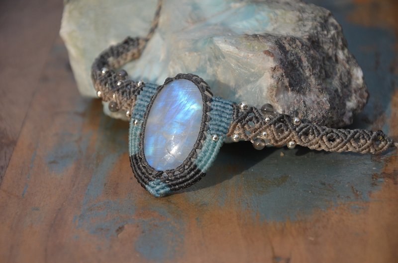 织途-月光石花边编织项链 , 手链 - 项链 - 宝石 蓝色