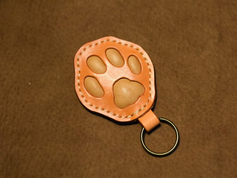 QQ猫掌 柔软可捏 肉球皮革钥匙圈 / 吊饰(橘) - 钥匙链/钥匙包 - 真皮 多色