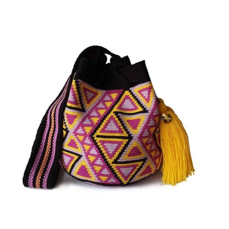 Wayuu Bag 瓦尤包(S)/哥伦比亚纯手工/每款只有一个-葡萄藤蔓 - 侧背包/斜挎包 - 棉．麻 红色