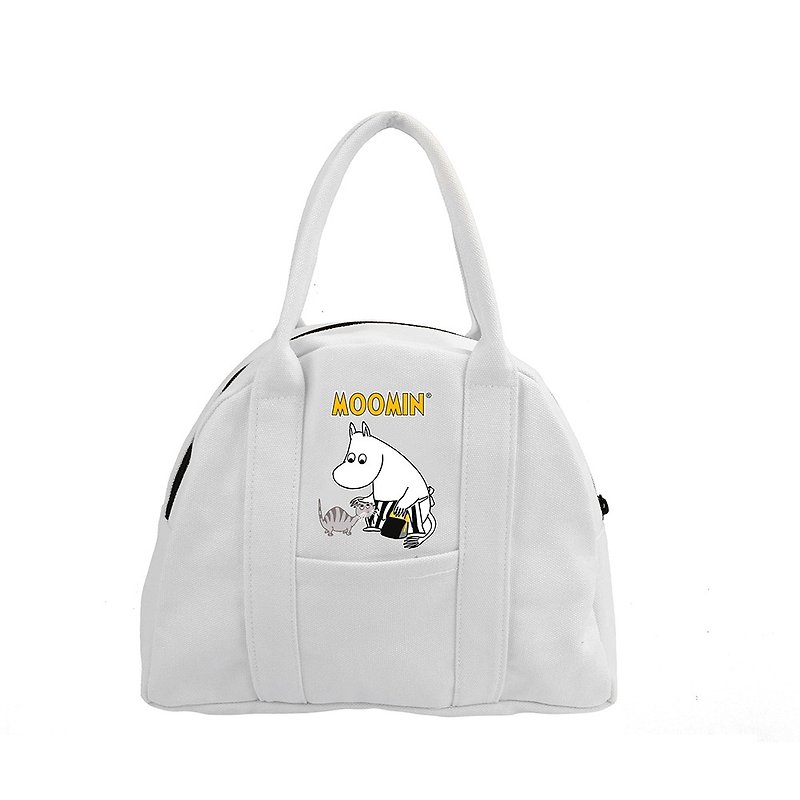 Moomin噜噜米授权-半月形手提包(白),AE03 - 手提包/手提袋 - 棉．麻 黑色
