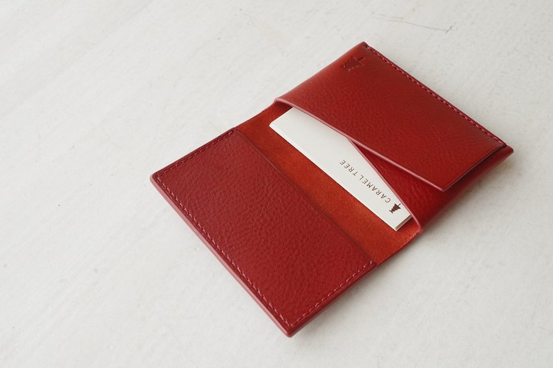 【受注生産】Italian leather Business Card Case   red - 名片夹/名片盒 - 真皮 红色