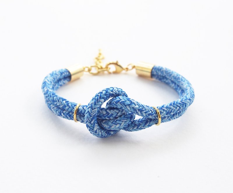 Blue knot bracelet with gold material - 手链/手环 - 其他材质 蓝色