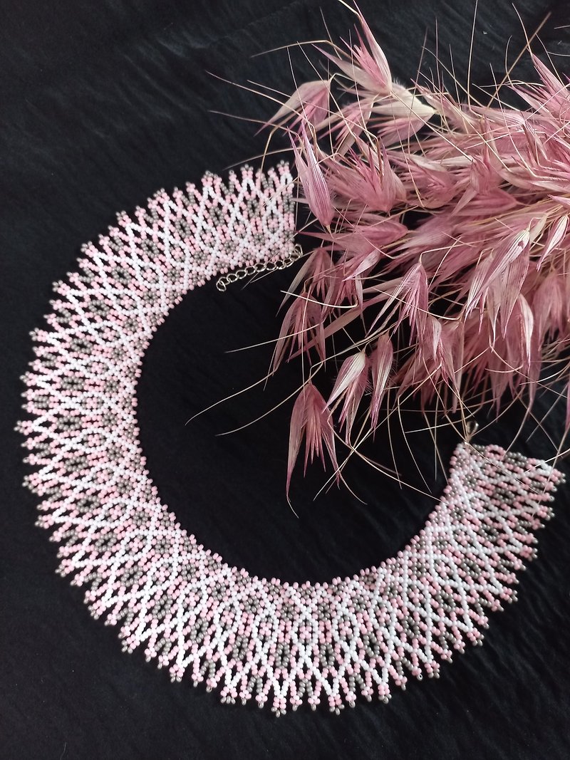 乌克兰项链珠粉红色手工饰品 - 项链 - 琉璃 多色
