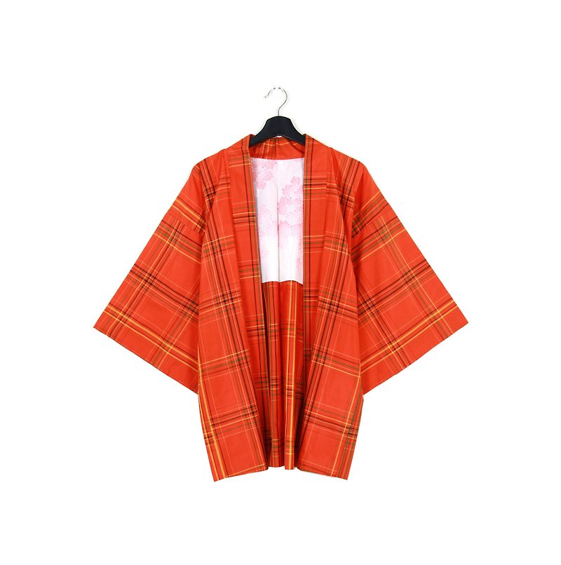 Back to Green::日本带回和服 羽织 日和 格纹 //男女皆可穿// vintage kimono (KC-21) - 女装休闲/机能外套 - 丝．绢 