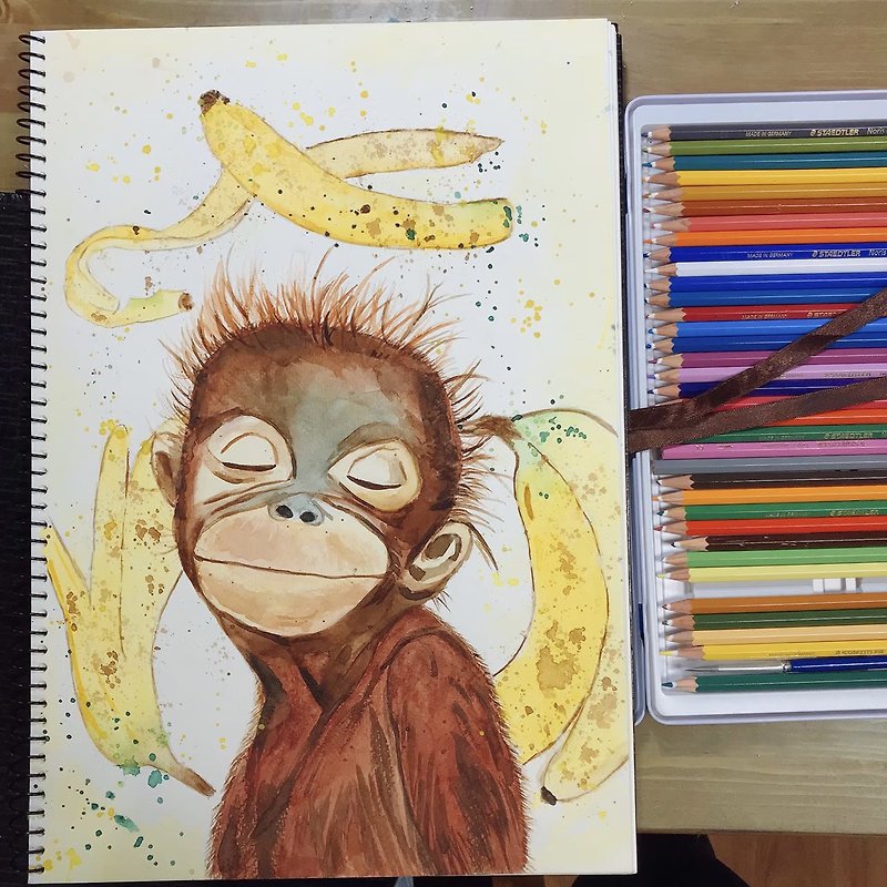 冥想猴 - 订制画像 - 纸 
