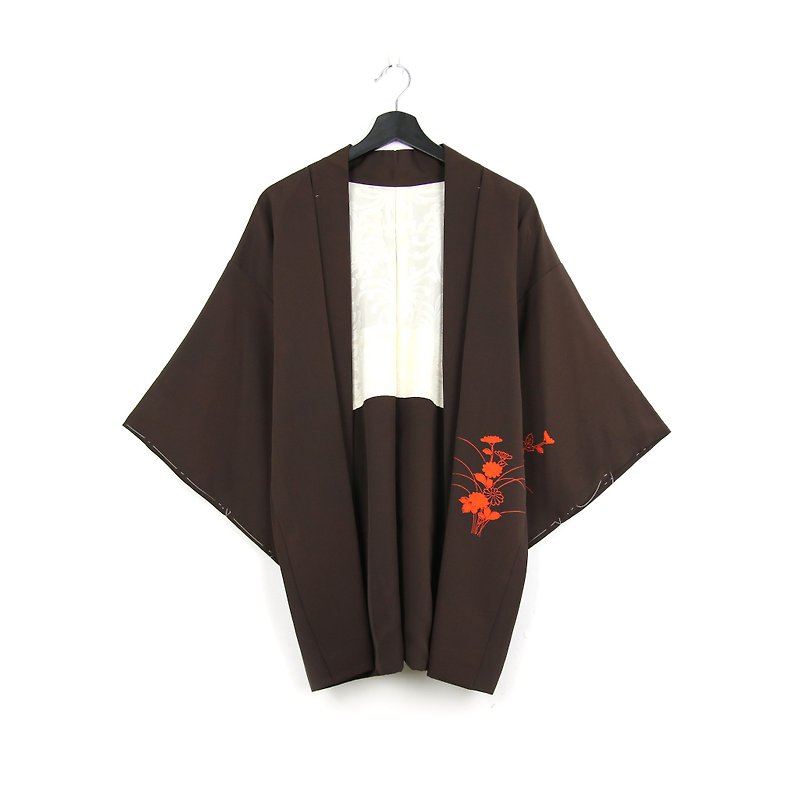 Back to Green-日本带回羽织 深咖啡 /vintage kimono - 女装休闲/机能外套 - 丝．绢 