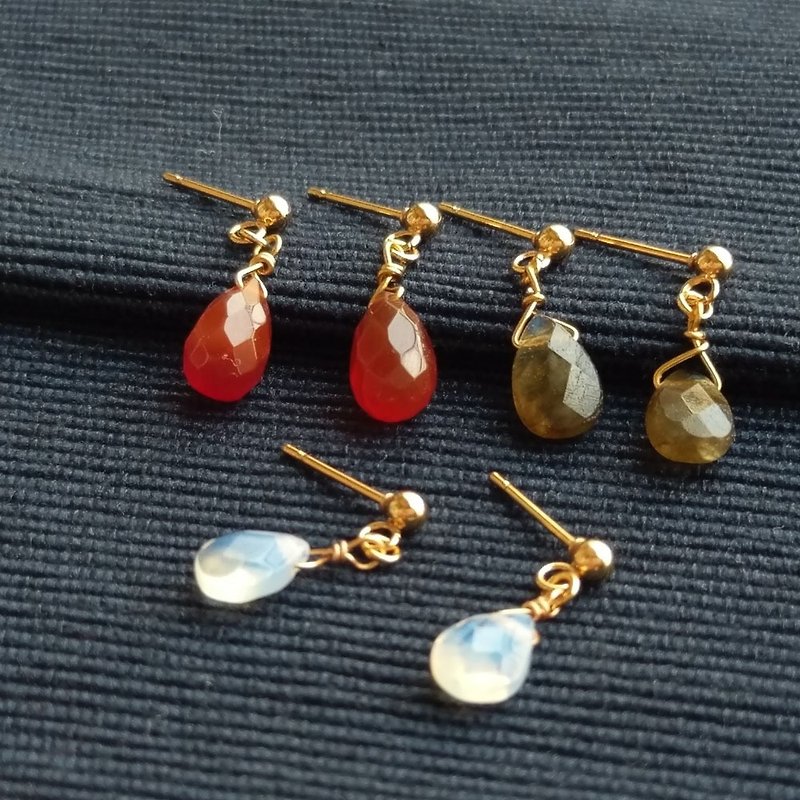 Jewelry beans 切面水滴造型耳环(夹式可) - 耳环/耳夹 - 半宝石 